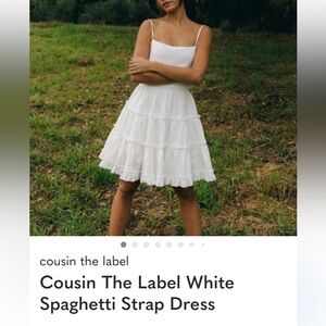 💐🌷$219 NWT Cousin The Label White Linen Ruffle Dress L Boho Cottagecore🌷💐